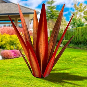 �K�[�f�����C�gLED�\�[���[���C�g �\�[���[�p���[ KODIBO Large Tequila Rustic Sculpture, Rustic Metal Agave Plants for Outdoor Patio Yard, Home Decor Hand Painted Metal Agave Garden Yard Statue, Outdoor Lawn Ornaments Yard Stakes (Red �y