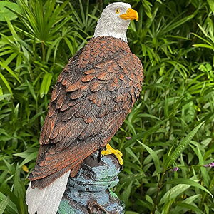 �K�[�f�����C�gLED�\�[���[���C�g �\�[���[�p���[ Echainstar Garden Decor Sculptures Statues Outdoor, Stunning Bald Eagle Stand on Stone Christmas Animal Figurine Decorations for Lawn Yard, Home Patio Decor Gardening Gifts for Porch �y