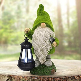 ガーデンライトLEDソーラーライト ソーラーパワー LNPNRENG Solar Garden Statue of Gnome Figurine with Lantern - Outdoor Lawn Decor Flocked for Patio, Balcony, Yard, Ornament Unique Housewarming Gift Lovers(11.8 Inch) 【並行輸入品】