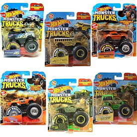 ホットウィール モンスタートラック Hot Wheels Monster Trucks Crushable Car Set of 6 Diecast Vehicles with Bigfoot 45, Dodge Charger, Camaro and More 【並行輸入品】