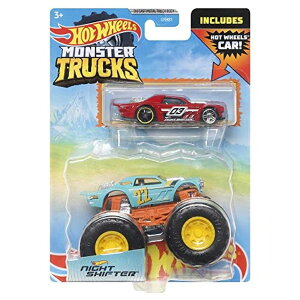 �z�b�g�E�B�[�� �����X�^�[�g���b�N Hot Wheels Monster Trucks Night Shifter + Bonus Car 2021 Diecast 1:64 Scale Toy �y���s�A���i�z