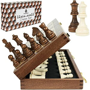 `FXZbg Magnetic Wooden Chess Set for Kids and Adults ? 15 inch Staunton Chess Set - Large Folding Chess Board Game Sets - Storage for Pieces | Wood Pawns - Unique E-Book for Beginner - 2 Extra Queens ysAiz