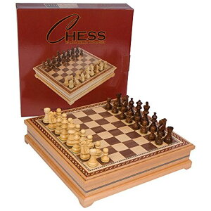 `FXZbg Helen Chess Inlaid Wood Board Game Set with Weighted Wooden Pieces, Large 15 x 15 Inch ysAiz
