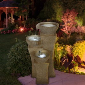 ガーデン 噴水 インテリア噴水 置き型 噴水 滝のオブジェ ウォーターフォールファウンテン Go Yard Cascade Bowls Fountain with LED Lights 【並行輸入品】