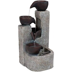 K[f  CeA u^  ̃IuWF EH[^[tH[t@Ee Sunnydaze Aged Tiered Vessels 29-Inch Solar Fountain with Battery Backup - Submersible Pump - Polyresin ysAiz
