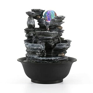   ̃IuWF e[ugbvt@Ee CeA Dyna-Living Tabletop Water Fountain Indoor Waterfalls Fountains with Colored LED Light Decorative Feng Shui Tabletop Fountain with Automatic Pump Best Home Gifts