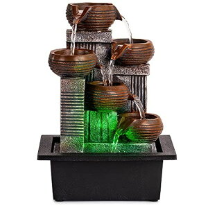 ��� ���� ��̃I�u�W�F �e�[�u���g�b�v�t�@�E���e�� �C���e���A���� Indoor Fountains and Waterfalls from 5-Tiered Pots-12�hH Tabletop Water Fountain-Desk Fountain-Office Decor with Audible Calming Waterfall Sounds-Zen Fountain w