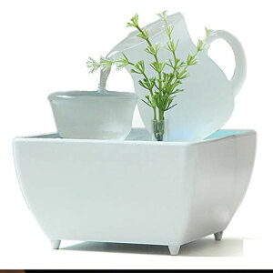   ̃IuWF e[ugbvt@Ee CeA LGNORA Tabletop Fountain, Indoor Desktop Waterfall, Ceramic Decoration, Relaxing Soothing Water Flow, with 4 Color LED Lights, Suitable for Office Bedroom Decora