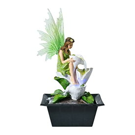 卓上 噴水 滝のオブジェ テーブルトップファウンテン インテリア噴水 Flower Fairy Figure Water Fountain Waterfall Indoor Water Fountains with LED Lights Relaxation Desktop Fountain Soothing Creative Home Office Bedroom Desk Decor (Gree 【並行輸入品】