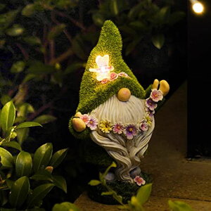 K[fCgLED\[[Cg \[[p[ DiliComing Garden Gnomes Decoration for Yard - Outdoor Gnome Statue with Solar Light, Dwarf Sculpture for Outside Patio Porch Lawn Decor, Spring Decorations for Home ysAiz