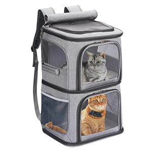 �C���R ���� �o�[�h �g���x���L�����A�[ VOISTINO 2-in-1 Double Pet Carrier Backpack for Small Cats and Dogs, Portable Pet Travel Carrier, Super Ventilated Design, Ideal for Traveling/Hiking/Camping, Large Size �y���s�A���i�z