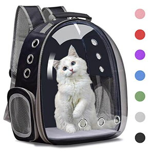 �C���R ���� �o�[�h �g���x���L�����A�[ Henkelion Cat Backpack Carrier Bubble Carrying Bag, Small Dog Backpack Carrier for Small Medium Dogs Cats, Space Capsule Pet Carrier Dog Hiking Backpack, Airline Approved Travel Carrier - Black �y��