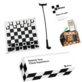 チェスセット idChess, Chess Computer, 3in1 Digital Chess Set: Black and White Chess + Tripod + Mobile app Subscription, Board Game, Gift Set, Gift kit, Gift for Adults and Children 【並行輸入品】