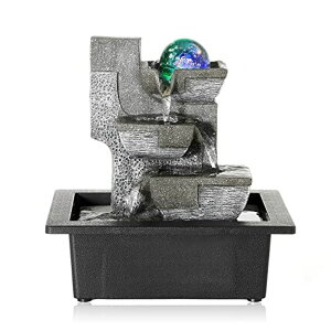   ̃IuWF e[ugbvt@Ee CeA Dyna-Living Water Fountains Indoor Desktop Fountain Relaxation Waterfall Indoor Portable Feng Shui Fountain with LED Light Home Decoration ysAiz