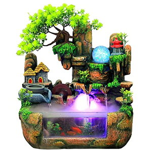   ̃IuWF e[ugbvt@Ee CeA Indoor Relaxation Desktop Fountain Waterfall with Rockery, AquariumsPlant Atomizing Humidifier,Desktop Fountain for Home, Bedroom Desk Decoration (Rockery 5) y