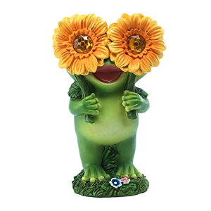 K[fCgLED\[[Cg \[[p[ CFFOWNUG Funny Frog Garden Decor,Garden Frog Statue with Solar Sunflower led Eyes,Frog Figurine Gift of Lawn Ornament, Lawn Decoration for Outdoor Garden Decor ysAiz