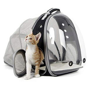 �C���R ���� �o�[�h �g���x���L�����A�[ Back Expandable Cat Backpack Carrier, Fit up to 12 lbs, Space Capsule Bubble Window Pet Carrier Backpack for Cat and Small Puppy �y���s�A���i�z