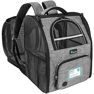 �C���R ���� �o�[�h �g���x���L�����A�[ PetAmi Dog Cat Backpack Carrier, Expandable Pet Carrier Backpack for Travel Hiking, Small Medium Dog Puppy Large Cat Carrying Backpack, Airline Approved Ventilate Soft Back Support, 18 lbs, Lig �y��