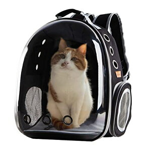 �C���R ���� �o�[�h �g���x���L�����A�[ XZKING Cat Backpack Carrier Bubble Bag, Transparent Space Capsule Pet Carrier Dog Hiking Backpack, Small Dog Backpack Carrier for Cats Puppies Airline Approved Travel Carrier Outdoor Use Black �y��