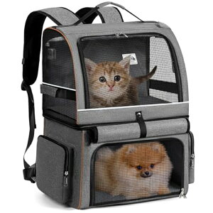 �C���R ���� �o�[�h �g���x���L�����A�[ Lekebobor Cat Backpack Carrier for 2 cats, Double-Compartment Pet Carrier Backpack for Two Small Cats or One Medium Dogs, Cats Carrier Backpack Dog Carrier Backpack Fits Up to 24 Lbs Dog Bakcpa �y��