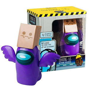 �A�����O�A�X �A�����K�X Among Us Articulated Action Figure Purple Guardian Angel Ghost - 4.5 Inch Figure - Series 3 - Detachable Hands, Set of Hats - Perfect Collectible for Among Us Fans