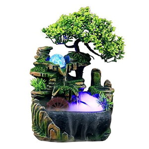 ��� ���� ��̃I�u�W�F �e�[�u���g�b�v�t�@�E���e�� �C���e���A���� Xshelley Indoor Tabletop Fountains �C Rockery, Water,Fisherman, Plants, Desktop Fountain, atomizing humidifier Fountain, Home Office Desktop Decorations, Automa