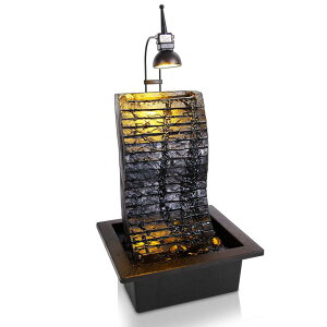   ̃IuWF e[ugbvt@Ee CeA SereneLife Electric Tabletop Water Fountain Decoration-Slate Desktop Indoor Outdoor Portable Decorative Zen Waterfall Kit Illuminated W/Led Spotlight,Includes Su