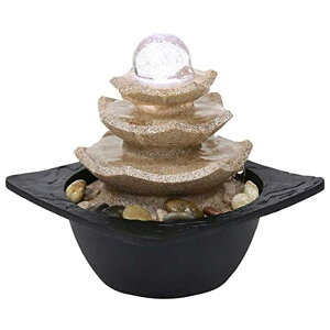   ̃IuWF e[ugbvt@Ee CeA Relaxus Zen Pagoda Indoor Water Fountain with Colour Changing LED Lights - 8.5 x 8 x 8 Inches - Desktop Table Top Water Fountain Indoor for Relaxation and Soothi