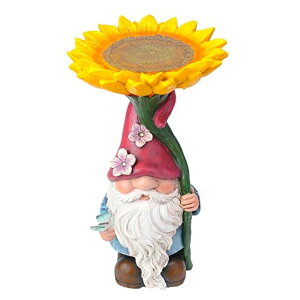 �K�[�f�����C�gLED�\�[���[���C�g �\�[���[�p���[ MUMTOP Garden Gnome Statue with Sunflower Bird Bath Outdoor Decor, Gnome Birdbaths Bird Feeder with Solar LED Light Waterproof Garden Sculpture for Yard Garden Lawn Outdoor Decorations
