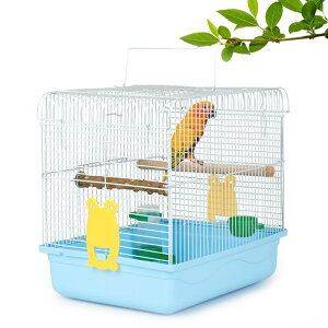 �C���R ���� �o�[�h �g���x���L�����A�[ Travel Bird Cages for Cockatiels - Parrot Cage Starter Kit with Stand Accessories Birdcage Great for Parakeets Lovebirds Parrotlets Finches Canaries and More Small Birds(Blue)