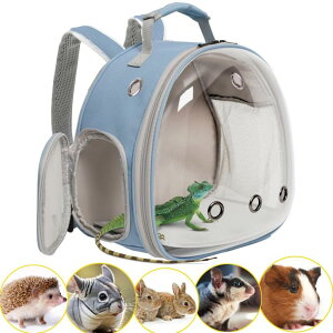 �C���R ���� �o�[�h �g���x���L�����A�[ Hamster Backpack Carrier, Bearded Dragon Carrier Backpack with Clear Bubble Window,Small Animal Travel Backpack for Sugar Glider Hedgehog Rat Parrot, Airline Approved (Blue, Backpack)