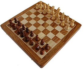 チェスセット Stonkraft Collectible Folding Wooden Chess Game Board Set with Magnetic Crafted Pieces, 14 Inch x 14 Inch