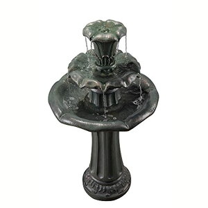 K[f  CeA u^  ̃IuWF EH[^[tH[t@Ee Teamson Home Lily Flower Floor Pedestal 3 Tiered Floor Waterfall Fountain with Pump for Outdoor Patio Garden Backyard Decking, 38 In