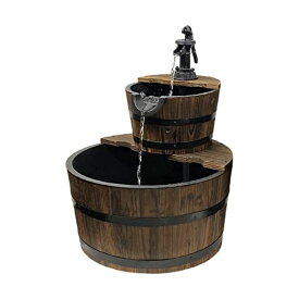 ガーデン 噴水 インテリア噴水 置き型 噴水 滝のオブジェ ウォーターフォールファウンテン Westcharm 3 Gallons Cascading Water Fountain for Outdoor Outside Patio Yard | Decorative 2-Tier Wood Wine Barrel Fountain with Adjustable Pump | 2 【並行輸入品】