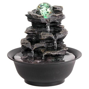 ��� ���� ��̃I�u�W�F �e�[�u���g�b�v�t�@�E���e�� �C���e���A���� TiCin USB Powered Spinning Orb Rock Cascading Tabletop Fountain, Zen Meditation Indoor Waterfall Feature with LED Light for Home Office Bedroom Decor, Relaxation