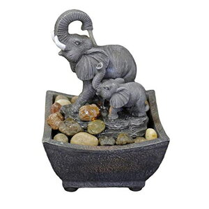   ̃IuWF e[ugbvt@Ee CeA Nature's Mark 7.5" Playing Elephant & Baby Elephant Tabletop Water Fountain (with Adapter) ysAiz