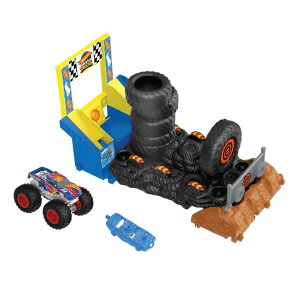 �z�b�g�E�B�[�� �����X�^�[�g���b�N Hot Wheels Monster Trucks Arena Smashers Race Ace Smash Race Challenge Playset with 1:64 Scale Race Ace Toy Truck and 1 Crushable Car �y���s�A���i�z