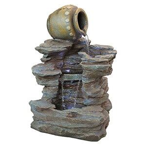 K[f  CeA u^  ̃IuWF EH[^[tH[t@Ee Water Fountain with LED Light - Spilling Water Jug Rock Fountain - Outdoor Water Feature ysAiz