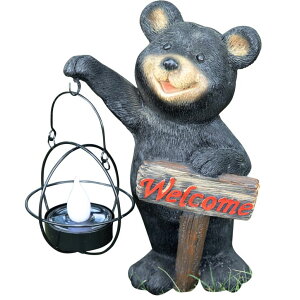�K�[�f�����C�gLED�\�[���[���C�g �\�[���[�p���[ VP Home | Welcome Sign Bear Solar Powered LED - Garden Statue Decor - Outdoor Bear Figurines - Garden Light - Front Yard Decor - Funny Figurine Decor for Outside House, Patio, Yard, an �y