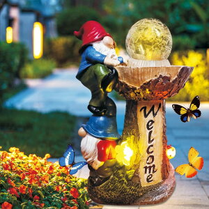 �K�[�f�����C�gLED�\�[���[���C�g �\�[���[�p���[ Binqiuu Garden Gnome Statue,Solar Garden Gnomes Outdoor Decor with LED Light Magic Ball, Funny Garden Gnomes, for Patio Lawn Porch Decorations-Ideal Gifts for Women/Mom/Grandma �y���s