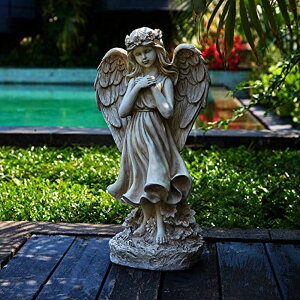 �K�[�f�����C�gLED�\�[���[���C�g �\�[���[�p���[ Floryden Garden Angel Figurines, Light Up Praying Angel Statues Outdoor Statue with Solar LED Lights for Patio, Lawn, Cemetary Grave Decoration, Sympathy Gift, 16.9 H �y���s�A���i�z