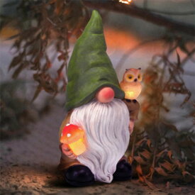 ガーデンライトLEDソーラーライト ソーラーパワー WONDHOME Solar Gnome Statues Spring Garden Decor with Owl Mushroom LED Lights Outdoor Gnomes Figurines for Patio Yard Lawn House Farmhouse Decorations, Owl Gnome 【並行輸入品】