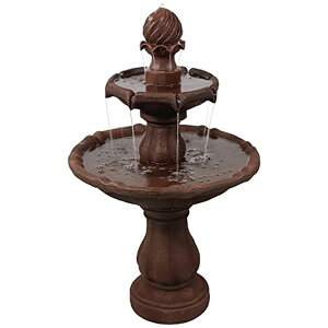 K[f  CeA u^  ̃IuWF EH[^[tH[t@Ee Sunnydaze 35-Inch 2-Tier Solar Water Fountain with Battery Backup - Submersible Pump - Resin and Fiberglass - Rust ysA