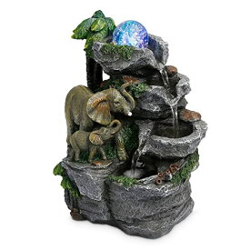 卓上 噴水 滝のオブジェ テーブルトップファウンテン インテリア噴水 Dyna-Living Tabletop Fountain Indoor Waterfall Fountain with Colorful LED Light Water Fountains Indoor for Relaxation Small Elephant Water Fountain for Home Decor 【並行輸入品】