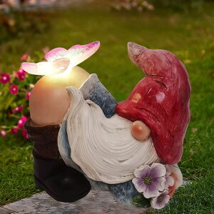 �K�[�f�����C�gLED�\�[���[���C�g �\�[���[�p���[ TSTGEE Garden Gnome Statues - Funny Outdoor Gnome Figurine with Butterfly Solar Garden Lights Outdoor Led Gnome Decor Waterproof for Outside,Yard Art,Garden Gift �y���s�A���i�z