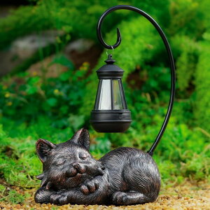 �K�[�f�����C�gLED�\�[���[���C�g �\�[���[�p���[ WSgift Outdoor Cat Figurine Garden Statue with Solar-Powered LED Light 13.77 Inches Tall, Gift Garden Statue Decor for Cat Lovers �y���s�A���i�z