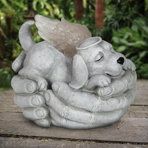 �K�[�f�����C�gLED�\�[���[���C�g �\�[���[�p���[ Exhart Dog Statue, Solar Cradled Pet Memorial Garden Sculpture, LED Light Angel Wings, Outdoor Garden Decoration, 8 x 5 Inch �y���s�A���i�z