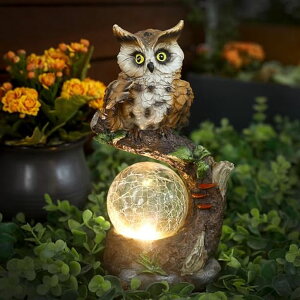 �K�[�f�����C�gLED�\�[���[���C�g �\�[���[�p���[ YHSOLAR Garden Decor Owl Statues Decorations for Outdoor,Resin Owl Figurines with Solar Lighted Ball- Owl Gardening Gifts for Women Owl Lawn Ornaments for Patio Decor Yard Decoration �y