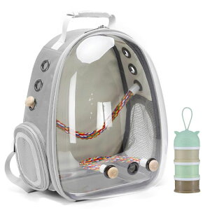 �C���R ���� �o�[�h �g���x���L�����A�[ Bird Backpack Carrier Cage, Clear Bubble Window Bird Travel Backpack for Parakeet Budgie Cockatiel Conure Small Bird with Stainless Steel Tray and Rope Standing Perch for Vet Visit Hiking Campi �y��