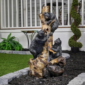 K[f  CeA u^  ̃IuWF EH[^[tH[t@Ee Hi-Line Gift 29IN Black Bears Climbing Fountain, Brown; Blue ysAiz